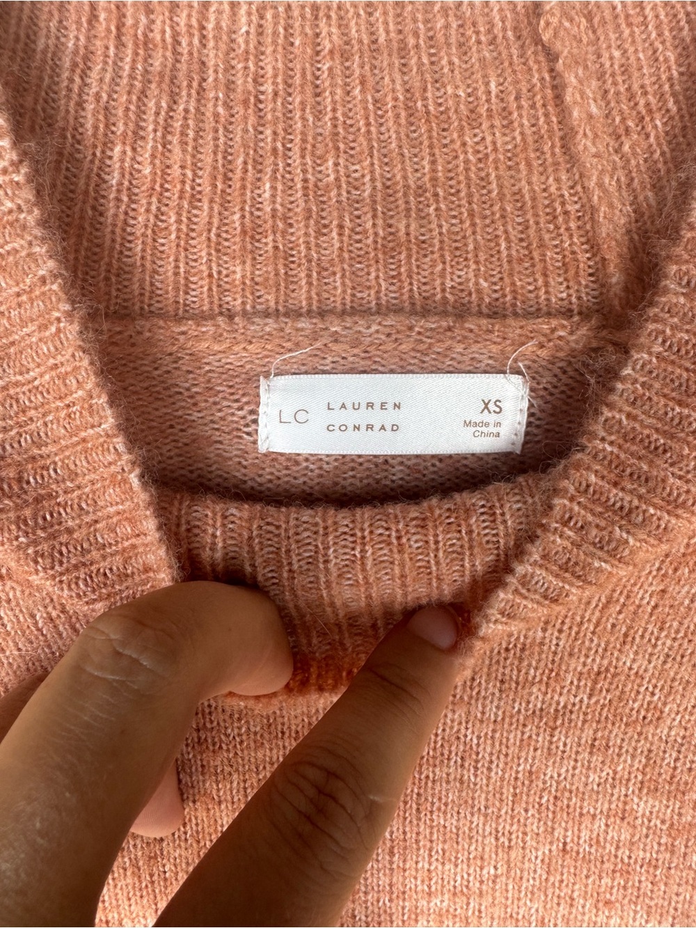 LC Lauren Conrad Heather Orange Ribbed Mock Neck Belted Sweater Harvest Dress - Picture 3 of 5